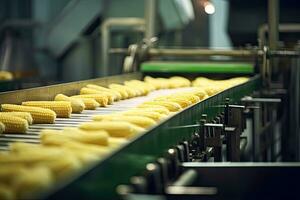 Corn processing line perspective , Generative AI . photo