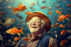 A retired man with a dream of raising fish in the sea photo