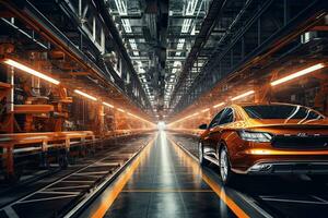 Car production line , factory industry car, technology future ,Generative AI. photo