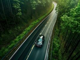 eléctrico coche con naturaleza, salvar tierra energía. generativo ai foto