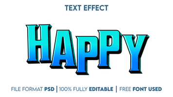 Happy text effect psd