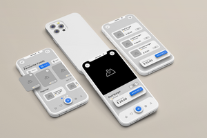 App interface with food menu display on phone screen mockup psd
