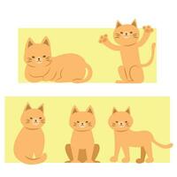 cute orange cat showing many gestures vector