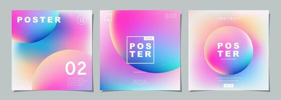 Set of creative covers or posters concept in modern minimal style for corporate identity, branding, social media advertising, promo. Circle design template with dynamic fluid gradient. vector