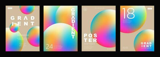 Set of creative covers or posters concept in modern minimal style for corporate identity, branding, social media advertising, promo. Circle design template with dynamic fluid gradient. vector