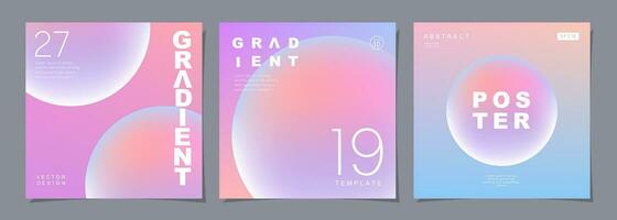 Set of creative covers or posters concept in modern minimal style for corporate identity, branding, social media advertising, promo. Circle design template with dynamic fluid gradient. vector