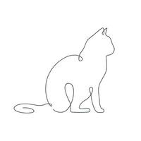 gato dibujado en uno continuo línea. uno línea dibujo, minimalismo vector ilustración.