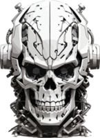 Skull Mecha Head Illustration with AI Generative png