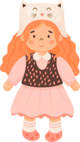 Children toy doll. Cute girl with red hair png