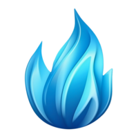 3d render blue fire flame sparks icon. Realistic carbon monoxide gas. Blaze logo design for emoticon, energy, ui design png