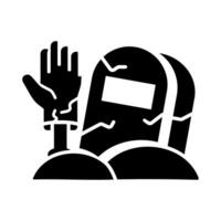 Hand reaching from the grave, simple image, icon, isolated white background. vector