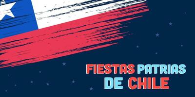 flat fiestas patrias de chile horizontal banner design vector