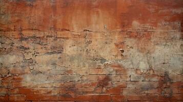 Old red brick wall background, abstract texture pattern backdrop, Generative AI illustration photo