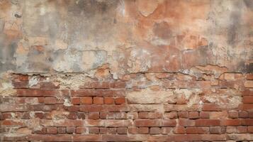 Old red brick wall background, abstract texture pattern backdrop, Generative AI illustration photo