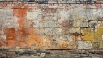 Old red brick wall background, abstract texture pattern backdrop, Generative AI illustration photo