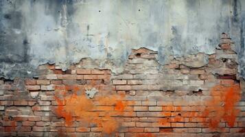 Old red brick wall background, abstract texture pattern backdrop, Generative AI illustration photo