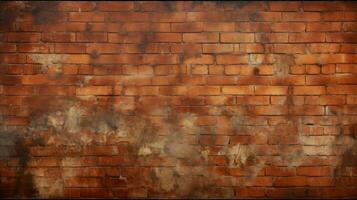 Old red brick wall background, abstract texture pattern backdrop, Generative AI illustration photo