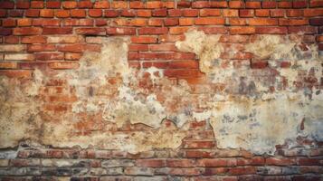 Old red brick wall background, abstract texture pattern backdrop, Generative AI illustration photo