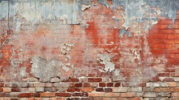 Old red brick wall background, abstract texture pattern backdrop, Generative AI illustration photo