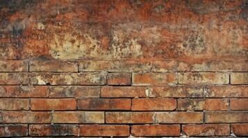 Old red brick wall background, abstract texture pattern backdrop, Generative AI illustration photo