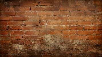 Old red brick wall background, abstract texture pattern backdrop, Generative AI illustration photo