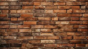 Old red brick wall background, abstract texture pattern backdrop, Generative AI illustration photo