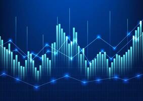 Stock chart technology Bar charts that are placed on top of line charts. It conveys information on the company's growth in each quarter to make investors interested in investing more. vector