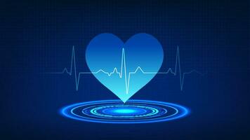 Medical technology Heart placed on technology circle with heart wave It refers to technology that measures a patient's heartbeat in order to diagnose disease and provide treatment. vector