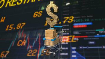 The shopping trolley and dollar symbol 3d rendering photo
