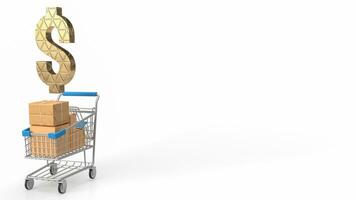 The shopping trolley and dollar symbol 3d rendering photo