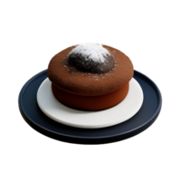 chocolate lava cake with powdered sugar. png