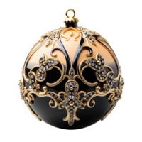3d lujo negro Navidad pelota decorado con oro. ai generativo png