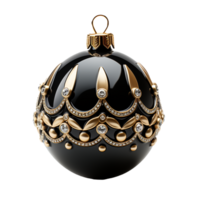 3d luxury Black Christmas ball decorated with gold. AI Generative png