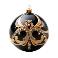 3d luxury Black Christmas ball decorated with gold. AI Generative png