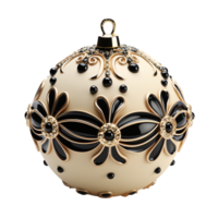 3d luxury White Christmas ball decorated with gold. AI Generative png