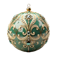 3d luxury Blue Christmas ball decorated with gold, AI Generative. png