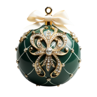 3d luxury Blue Christmas ball decorated with gold, AI Generative. png