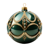 3d luxury Blue Christmas ball decorated with gold, AI Generative. png