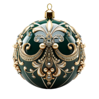 3d luxury Blue Christmas ball decorated with gold, AI Generative. png