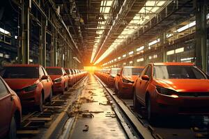 Car production line , factory industry car, technology future ,Generative AI. photo