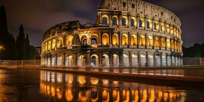 Coliseum at night. Rome - Italy ,Generative AI photo