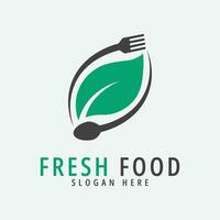 Fresco comida logo vector ilustración diseño