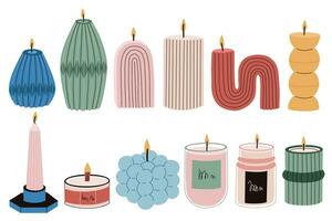 conjunto de moda aroma velas vector