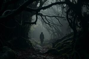 A spooky journey through a haunted forest photo