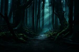 A spooky journey through a haunted forest photo