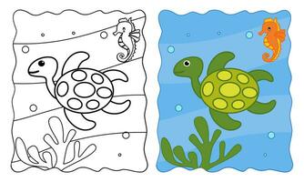 Marine background. Coloring book or Coloring page for kids vector