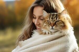 Capture of People Hugging lovely pets photo