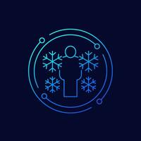 hypothermia line icon, low body temperature vector