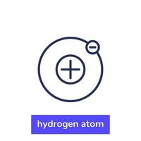 hydrogen atom line icon on white vector