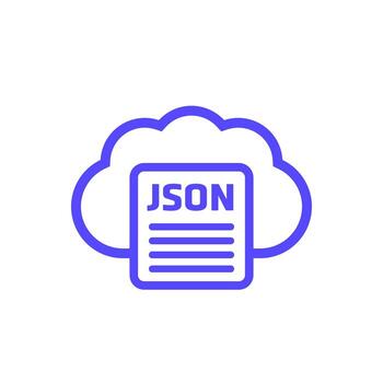 JSON file, document in a cloud icon vector